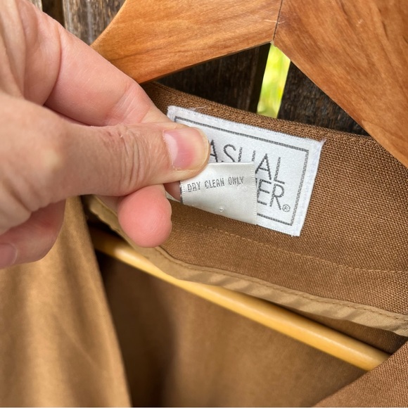 Casual Corner Brown Linen Rayon Collarless Button Blazer Jacket Sz 4 - Picture 6 of 10